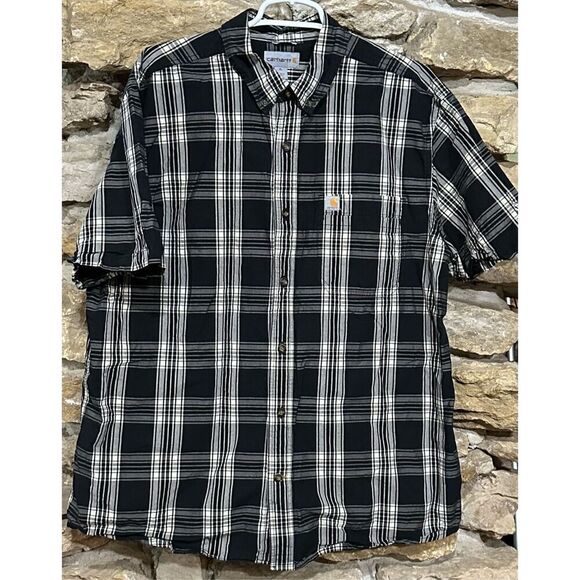 Men’s Carhartt Plaid Short Sleeve Button-Up Shirt Size Extra Large - Picture 1 of 5